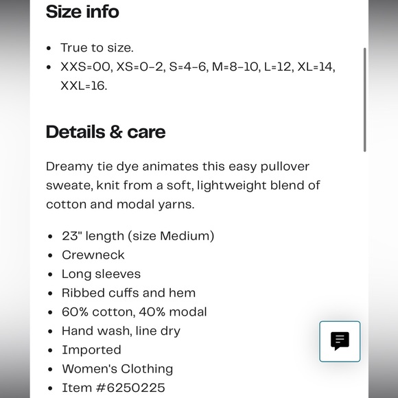 New Rails Ramona Tie Dye Cotton Crewneck Pullover Sweater Size S Women Blue - Picture 6 of 6